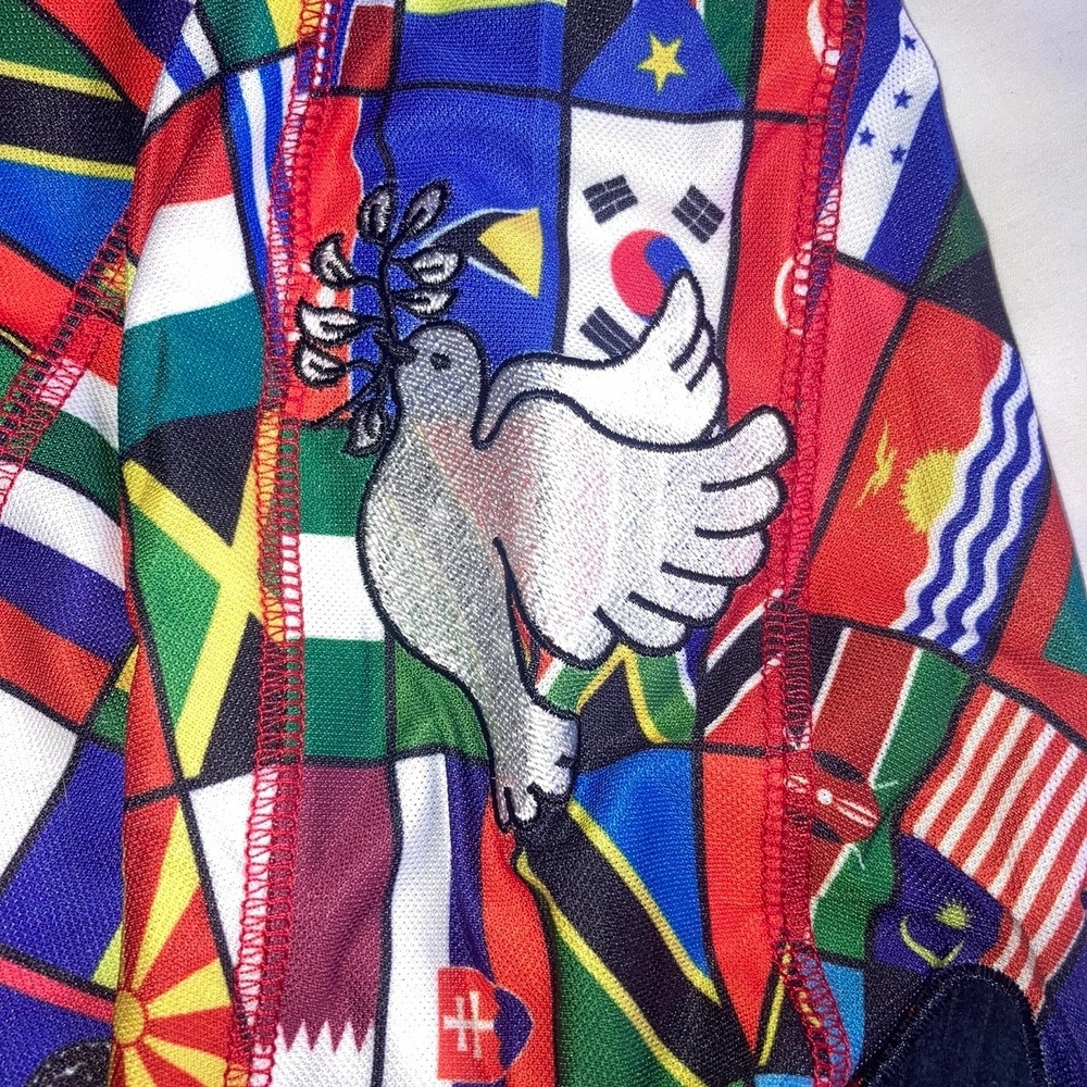 Umbro x Akomplice Rugby Jersey Mens Medium Soccer World Cup Peace 195 Flag Print - Picture 4 of 11